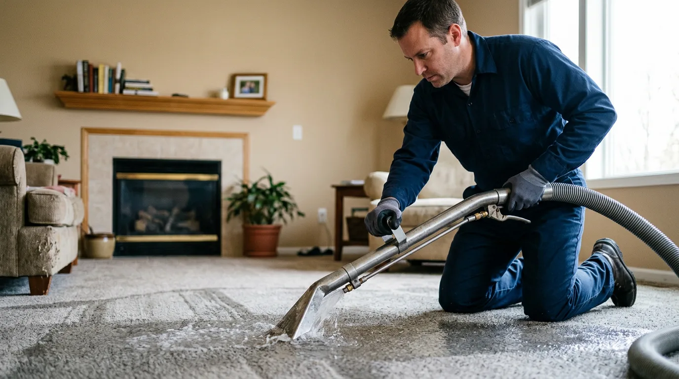 Water damage restoration technician working near Middle River, MN